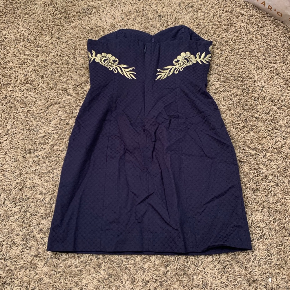 Lilly Pulitzer navy and gold convertible dress - Picture 6 of 7